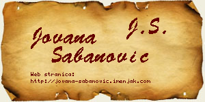 Jovana Šabanović vizit kartica